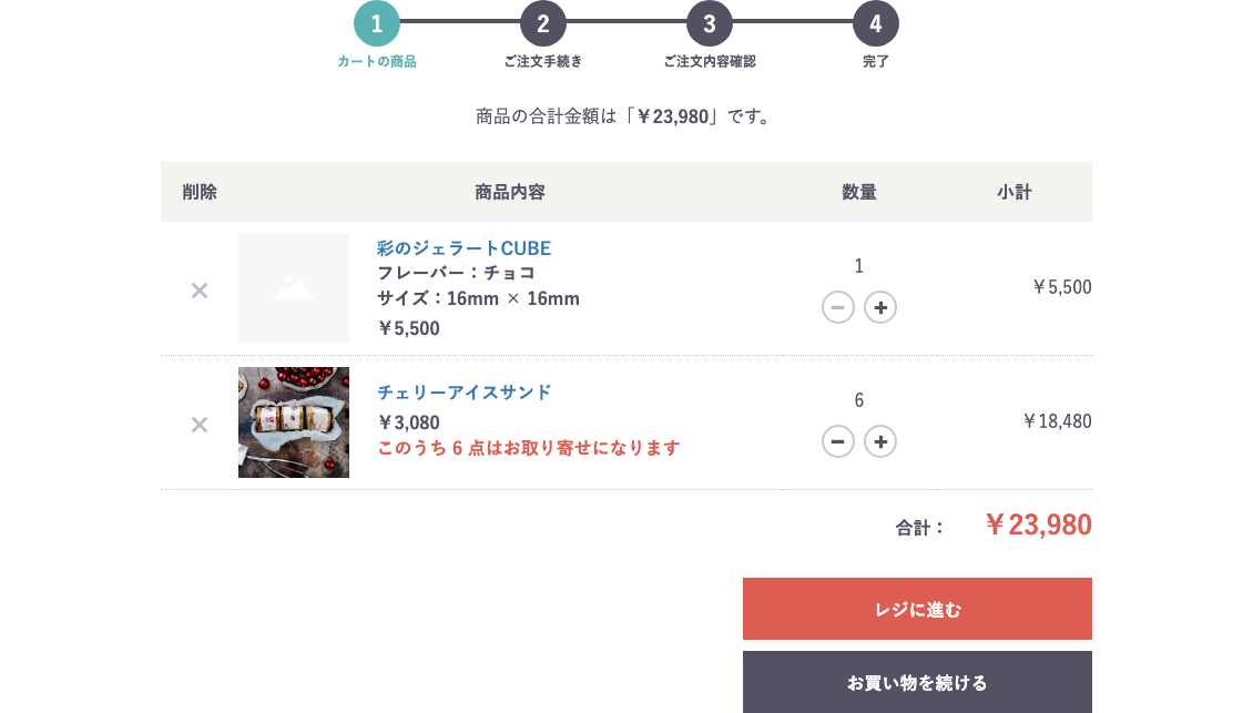 カートの表示