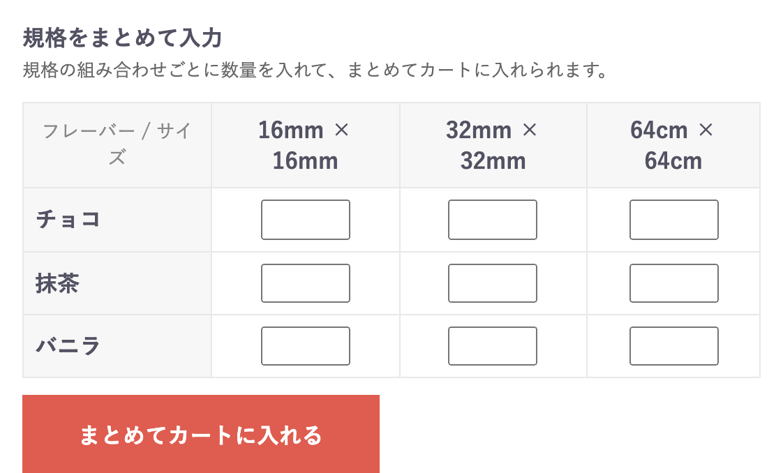 規格の表